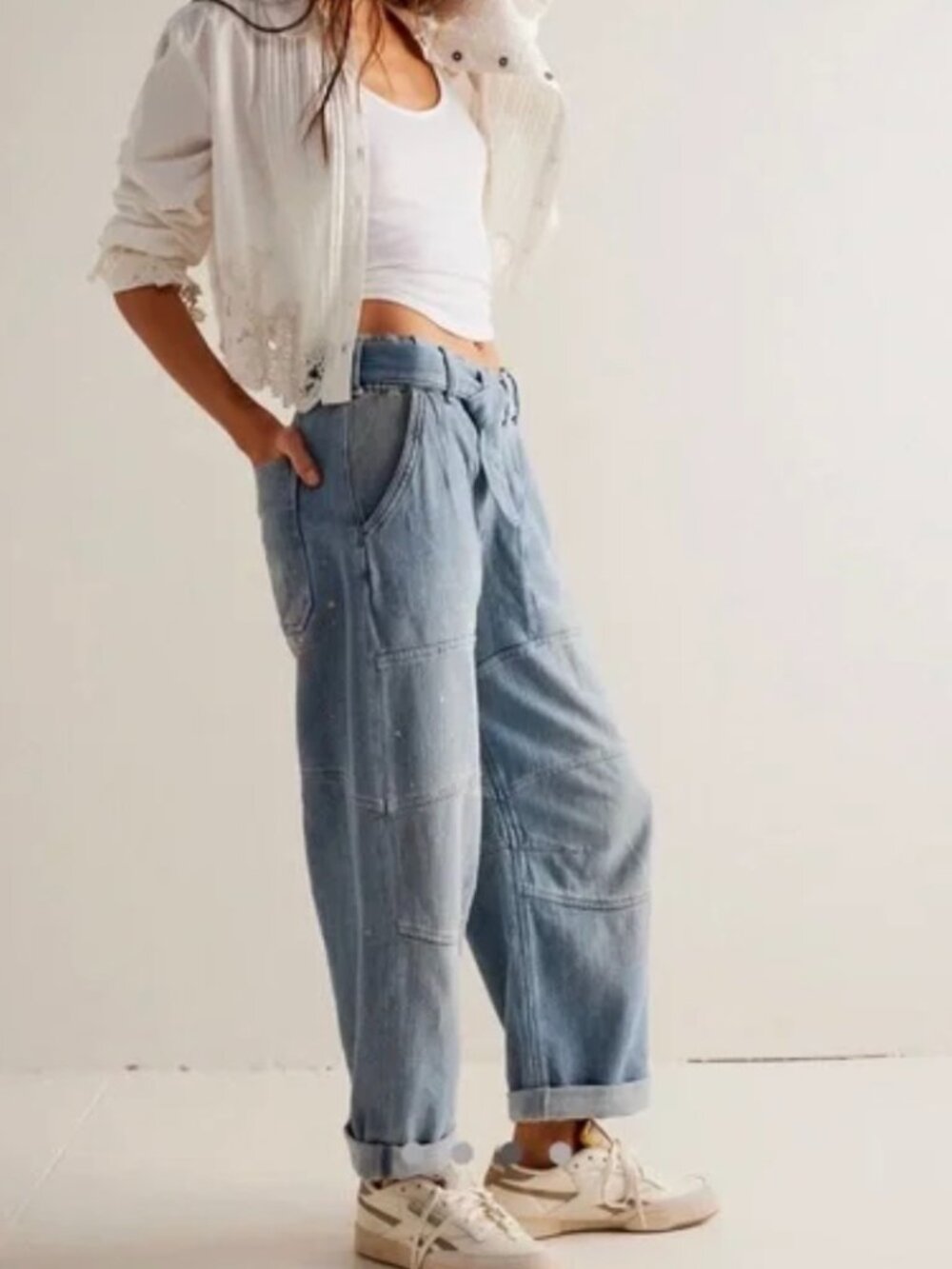 NWT Free People We The Free Pavement Artist Slouchy Cropped Jeans Medium $158 - Picture 3 of 16
